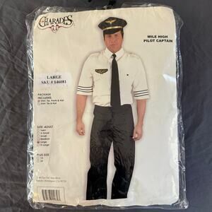Charades Mile High Pilot Captain Costume Adult Large Halloween Cosplay New